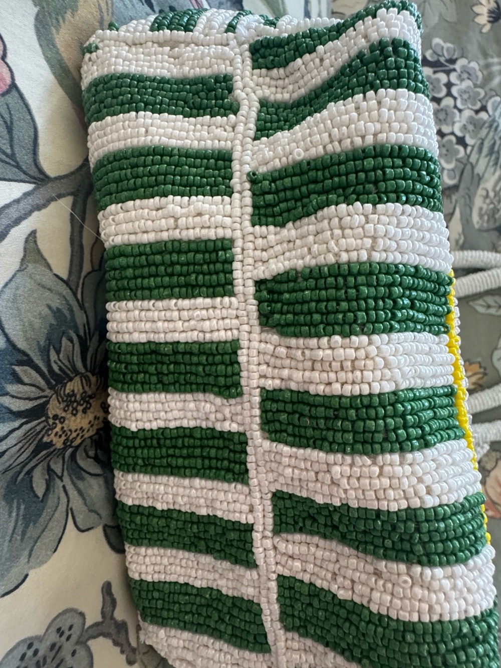 Beaded Green & White Striped Cocktail Tote - Picture 3 of 4